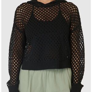 Black Crochet Open Weave Hoodie size XL